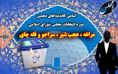 اسامی کاندیداهای دهمین  دوره انتخابات مجلس شورای اسلامی مراغه ، عجب شیر ، سراجو و قله چای