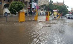 بارش باران سیل‌آسا و تگرگ در تبریز/ آبگرفتگی معابر+ تصاویر