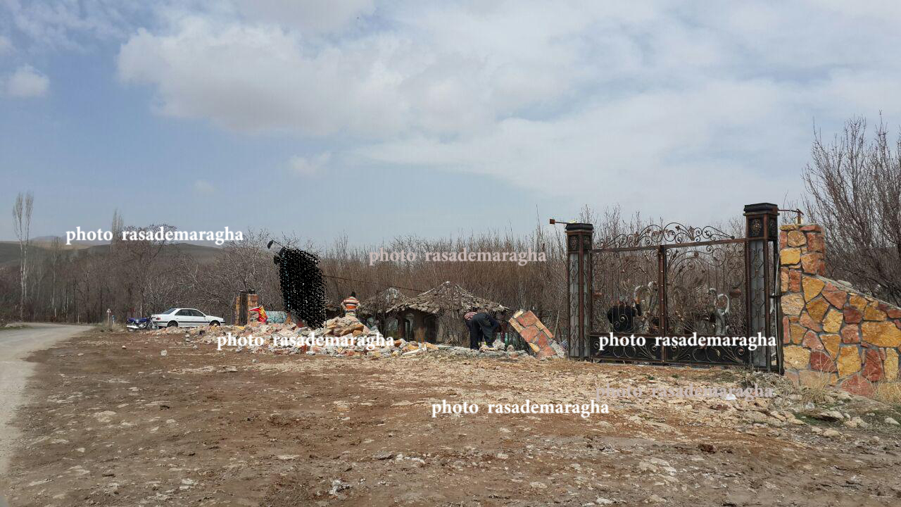 قلع و قمع بنای غیر مجاز در اراضی و باغات منطقه توریستی سد علویان مراغه